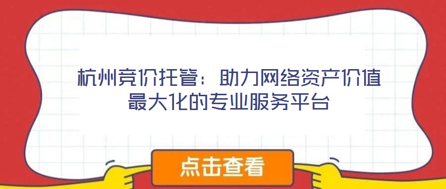 杭州競價托管:助力網絡資產價值最大化的專業服務平臺
