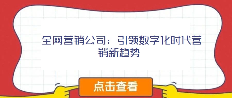 全網(wǎng)營銷公司:引領數(shù)字化時代營銷新趨勢