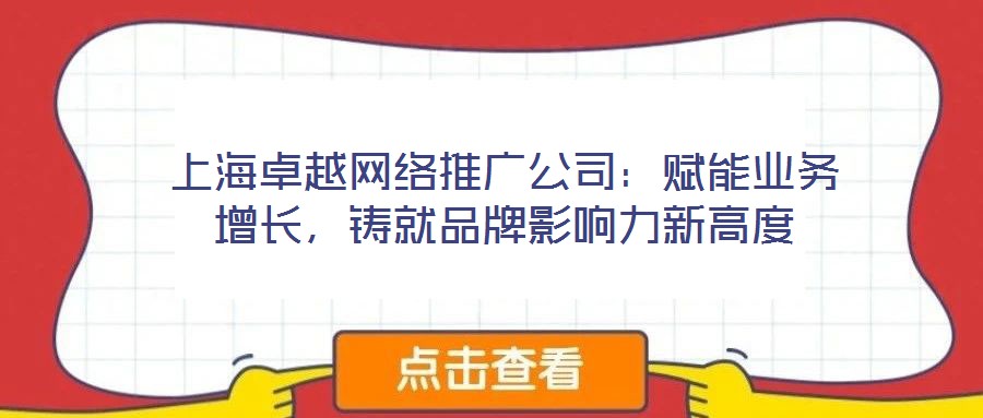 上海卓越網絡推廣公司:賦能業務增長,鑄就品牌影響力新高度