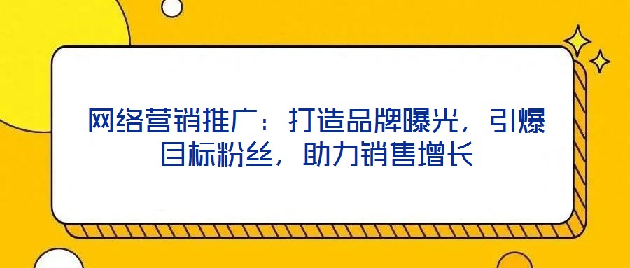 網(wǎng)絡(luò)營銷推廣:打造品牌曝光,引爆目標(biāo)粉絲,助力銷售增長