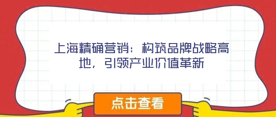 上海精確營(yíng)銷:構(gòu)筑品牌戰(zhàn)略高地,引領(lǐng)產(chǎn)業(yè)價(jià)值革新