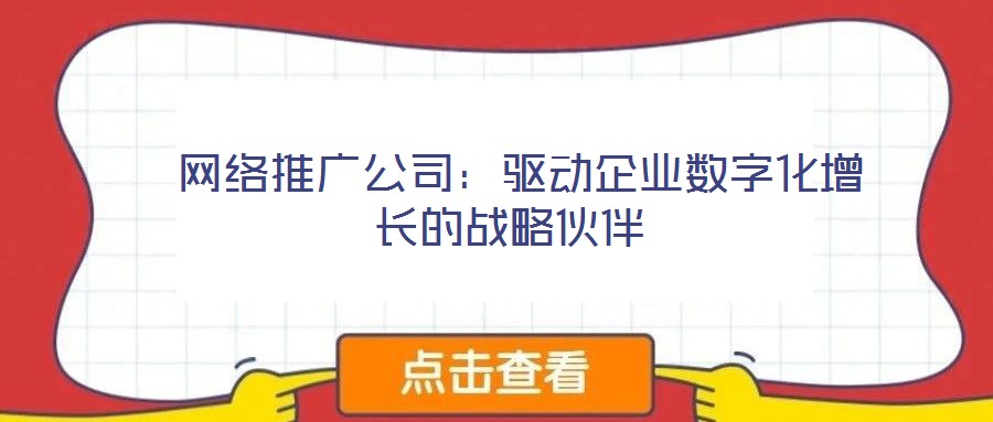 網(wǎng)絡推廣公司:驅(qū)動企業(yè)數(shù)字化增長的戰(zhàn)略伙伴