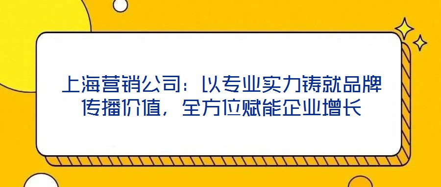 上海營銷公司:以專業(yè)實力鑄就品牌傳播價值,全方位賦能企業(yè)增長