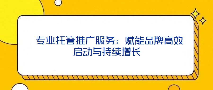 專業托管推廣服務:賦能品牌高效啟動與持續增長