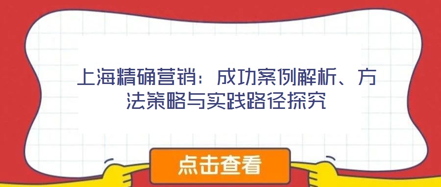 上海精確營銷:成功案例解析、方法策略與實踐路徑探究