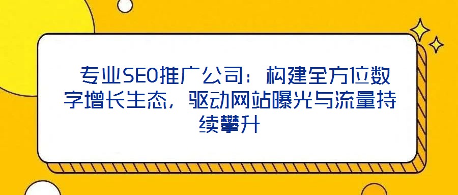 專業SEO推廣公司:構建全方位數字增長生態,驅動網站曝光與流量持續攀升