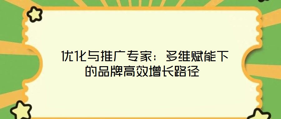 優化與推廣專家:多維賦能下的品牌高效增長路徑