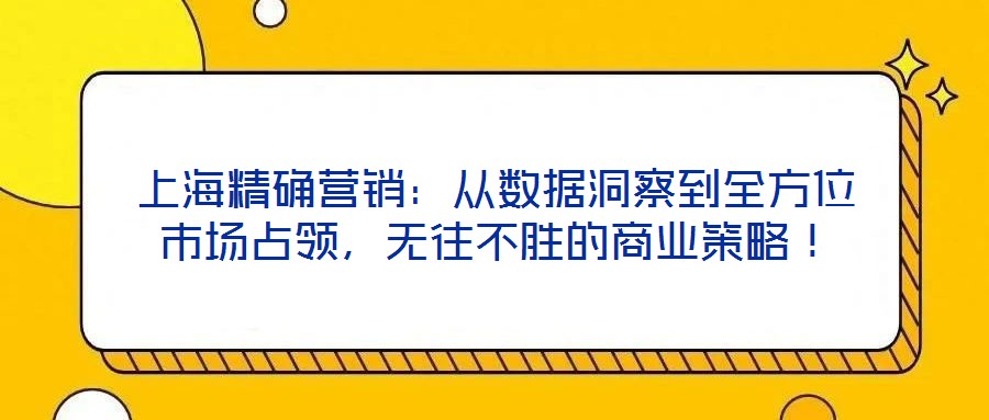 上海精確營銷:從數據洞察到全方位市場占領,無往不勝的商業策略!