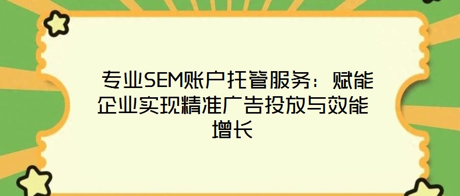 專業SEM賬戶托管服務:賦能企業實現精準廣告投放與效能增長